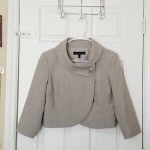 Harvé Benard Vintage Gray Cropped Blazer With 3/4 Length Sleeves
